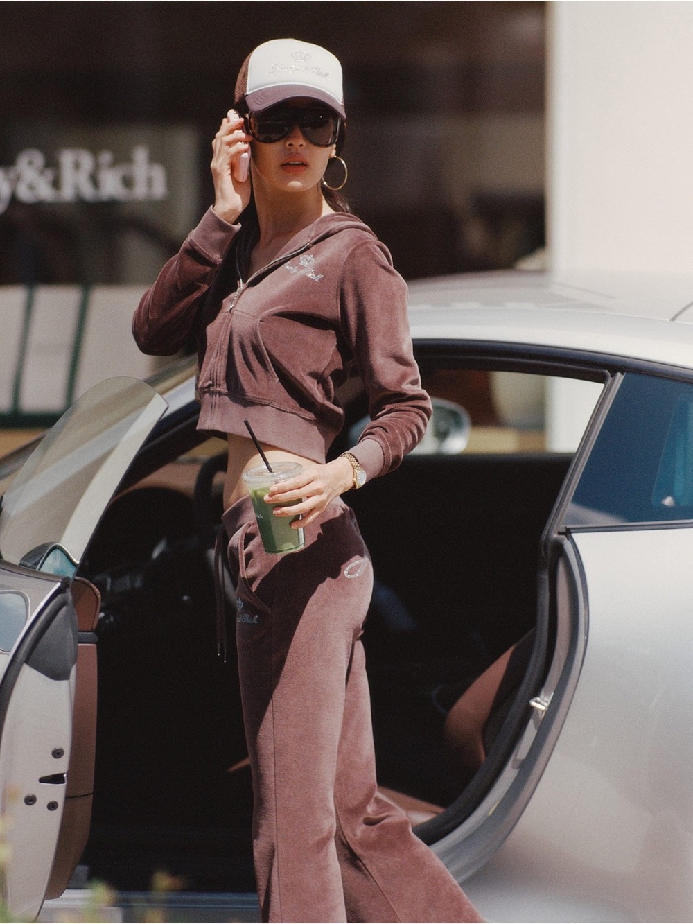 Sporty&rich x Juicy Couture collab Chocolate Velour Track Pants